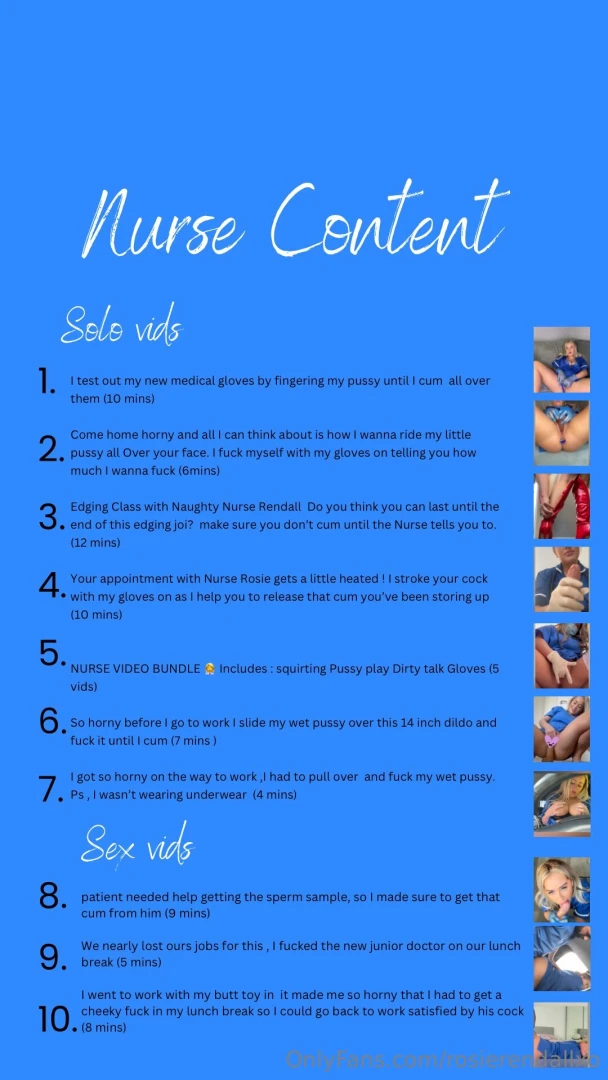 List of nurse videos available 