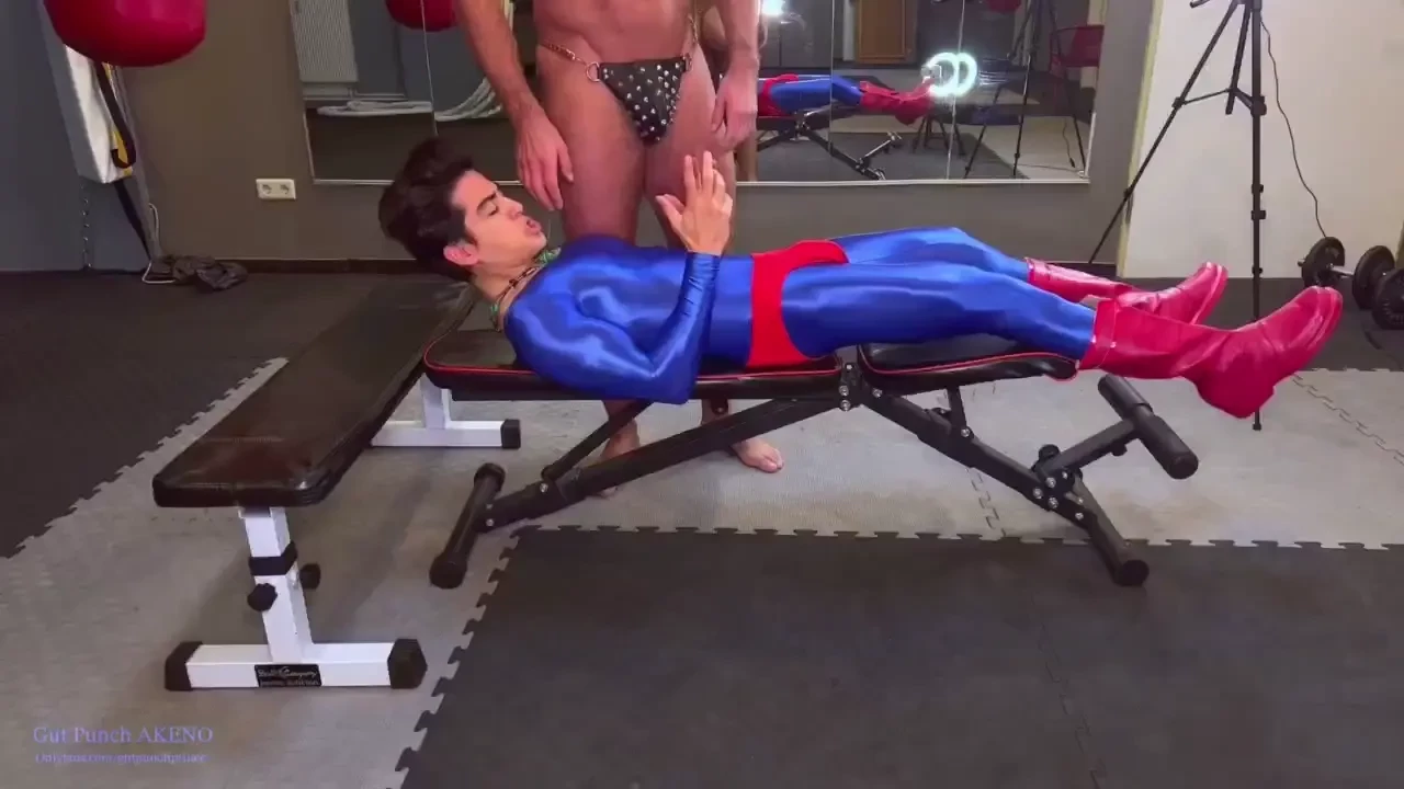 Shiny spandex superman after falling into the villain s trap and being 