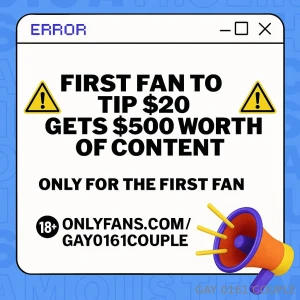 Error first fan to tip 20 gets 500 worth of content only for the first