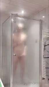 Good morning shower with my big hard cock and cum shot and i show my