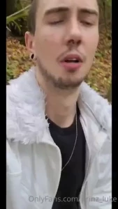 On a short walk i just had to make a little stop and cum in the forest