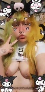 Kawaii kuromi themed pierced tits along with another pic of my pussy part 2