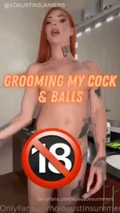 Grooming my girl cock amp balls keeping my long girl cock nice amp