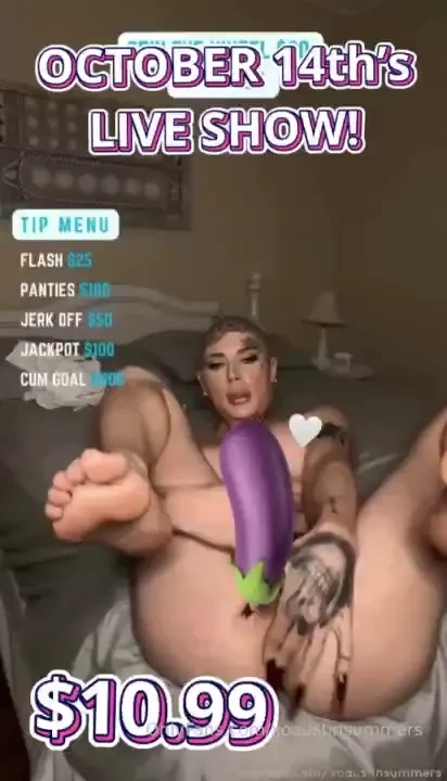 October 14th live show ts hottie jerks her girl cock for you like a 