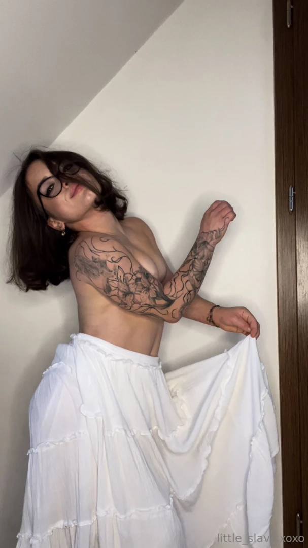 Felt like playing the soft girl w a secret today white skirts no bra 