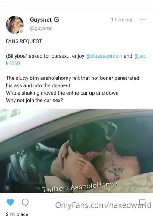 Now in guysnet pleasecomein playing with jack1069 in an hot carsex 