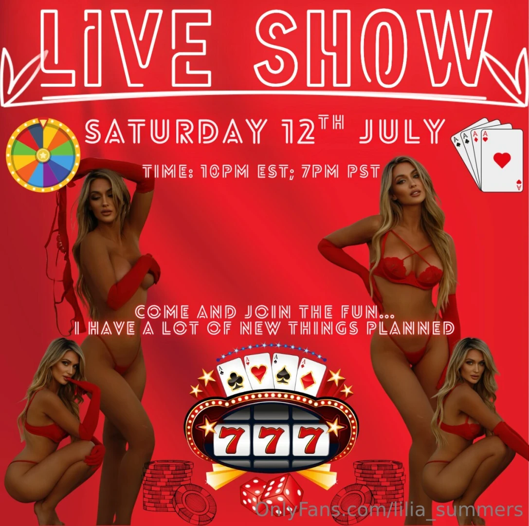 Well here it is live this saturday at 10pm est 7pm pst i have a whole 