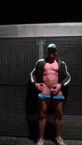 Cheeky night time outdoor wank