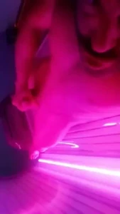 Wanking on the sun bed