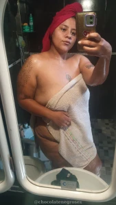 Just out of the shower you help me get the baby out