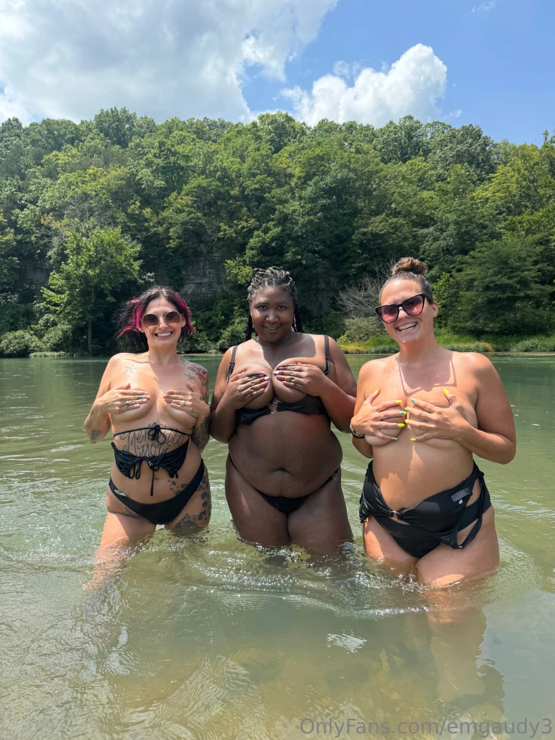 Just three girlies having fun on the river taking our tiddies out 