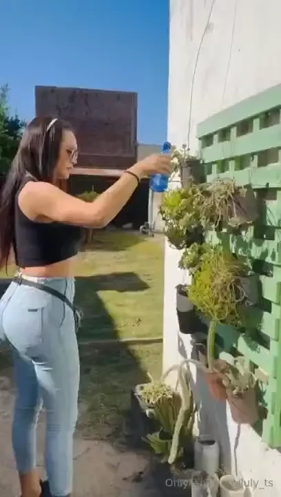 Watering my plants outdoors 
