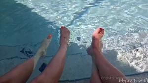 Wet feet play poolside with tickles --- gt added to myprettyfeet8