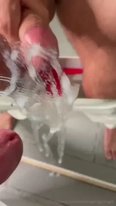 Cumming a huge load on a mirror and eating it all 