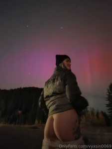 Full moon with the northern lights