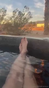 Soaking in the hot mineral water during my desert oasis trip was the