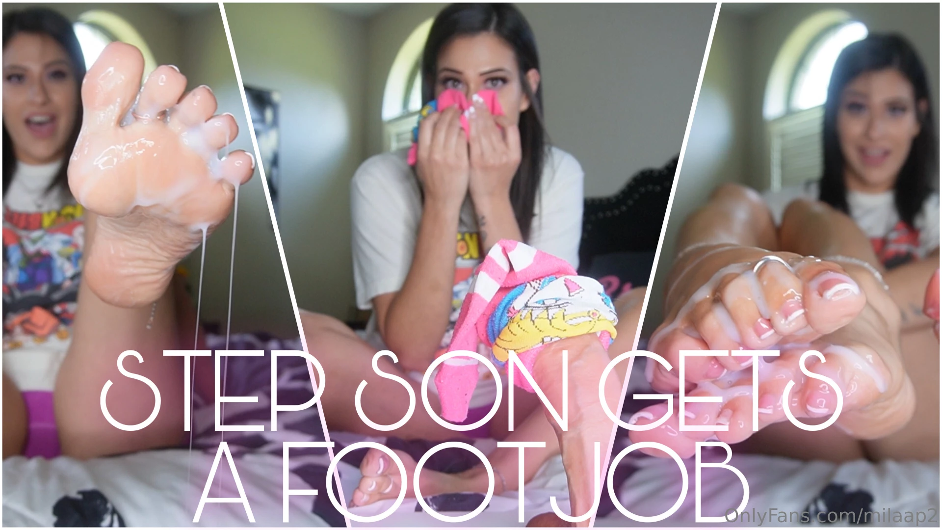 Step-son gets a footjob - did i really just catch you sniffing on my 