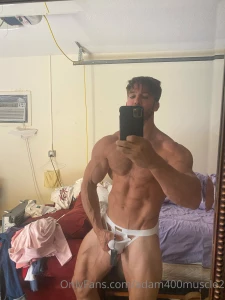 Some pics of me trying on my white jock strap a fan got me i ve also