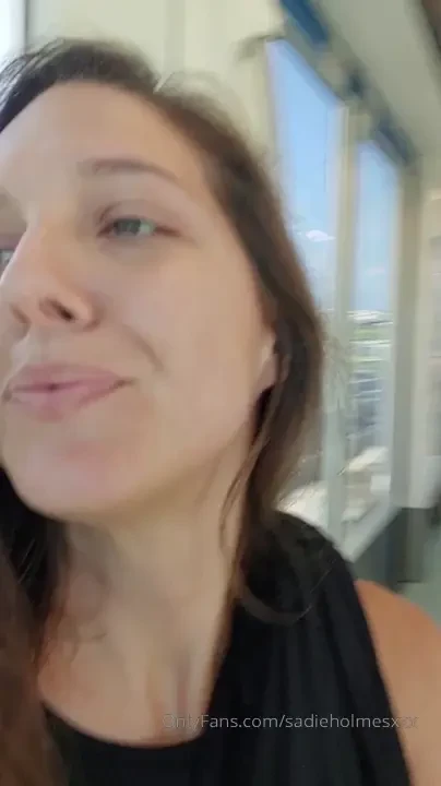 I m in tampa for fetishcon on the tram to get my rental car flashing 