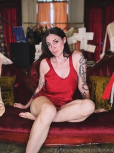 This couch i m lounging on is a deep red velvet victorian couch and a part 2
