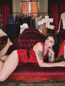 This couch i m lounging on is a deep red velvet victorian couch and a part 1