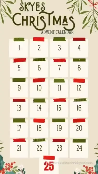 25 days of miss skye evans anyone so this december i am offering 