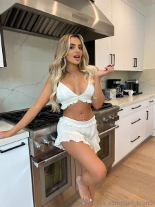 Serving looks and strawberries in the kitchen