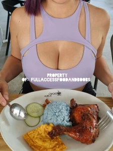 Always nice to be able to just wear bra when eating out