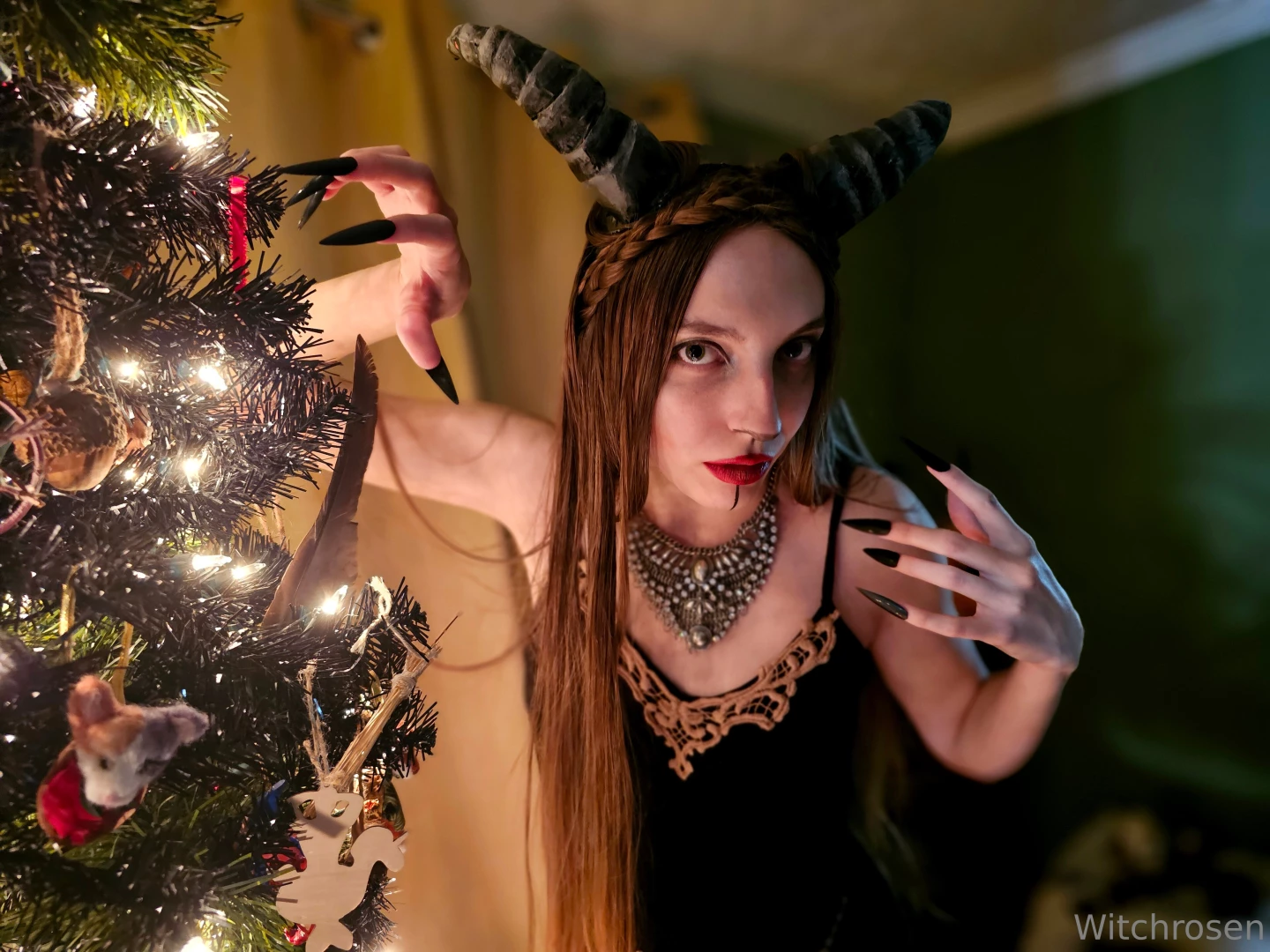 I did a fun little krampus photoshoot with my yule tree colder weather part 3 