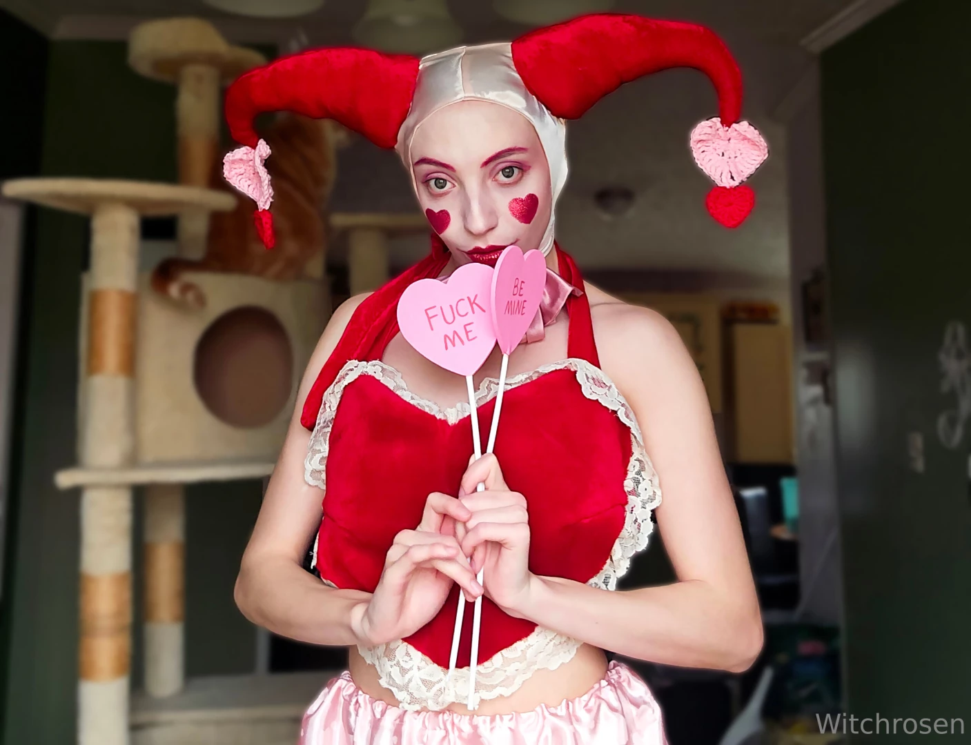 Part 1 of my valentines jester outfit this outfit was hard to sew but part 1 