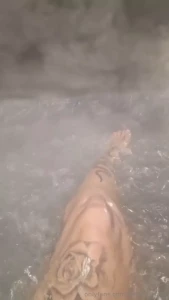 I made a winter wonderland around my hot tub temperature outside was 1