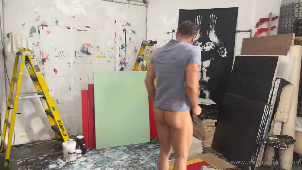 1hr long penis painting session in the silo 