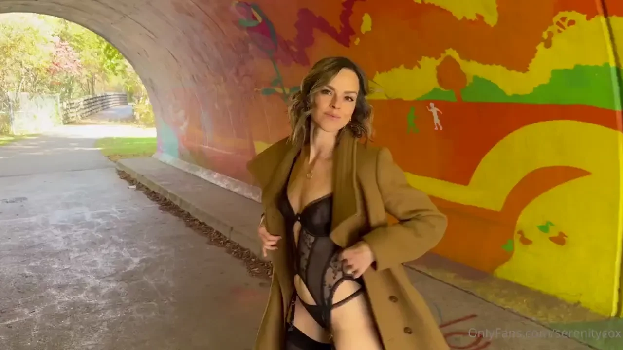 I love walking around in only sexy lingerie outdoors under a long 