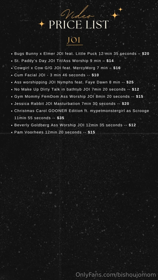 Updated may 1st 2025 here is the price list for all my past videos you 