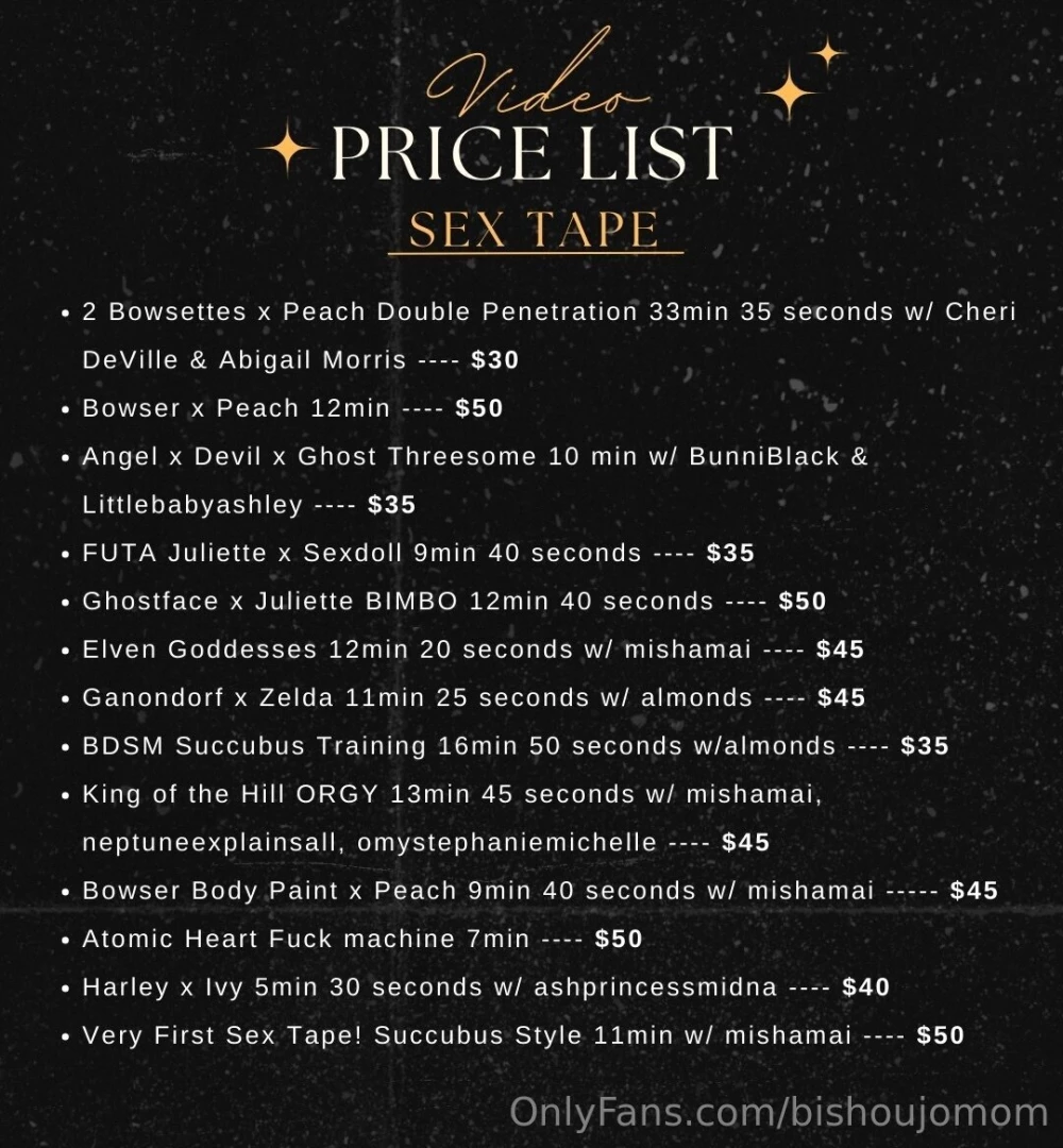 Menu price list for all my past full length videos you can tip here or 