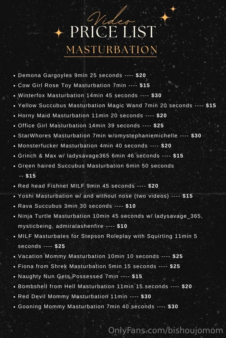 Menu price list for all my past full length videos you can tip here or part 8 