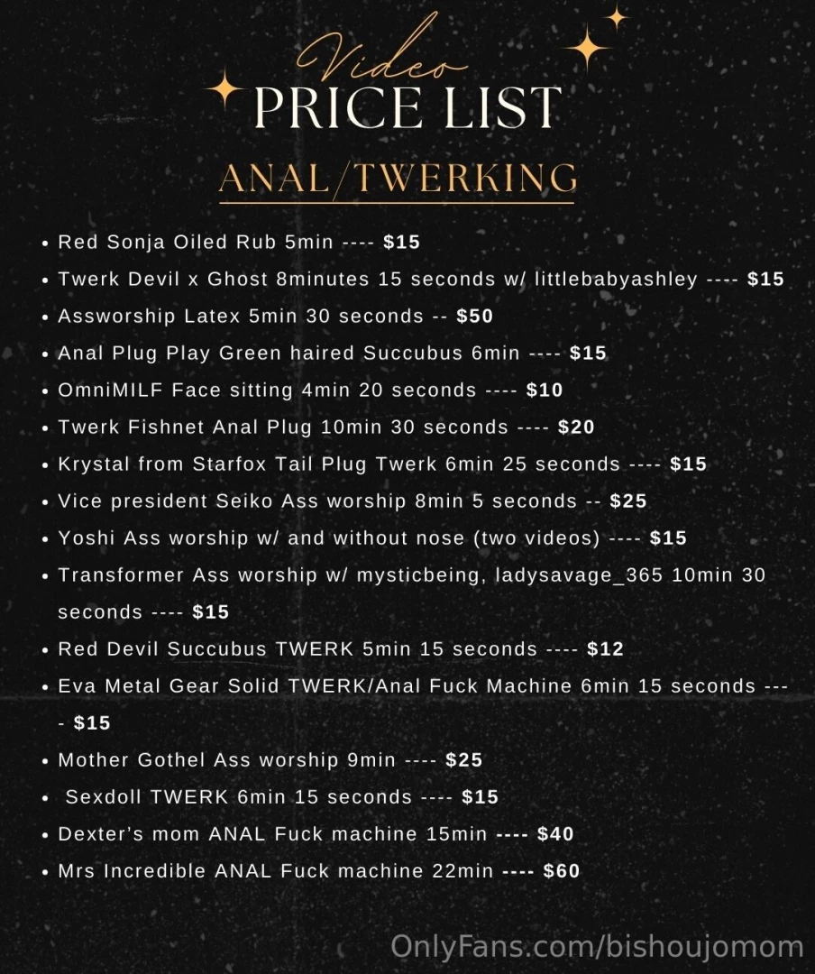 Menu price list for all my past full length videos you can tip here or part 6 