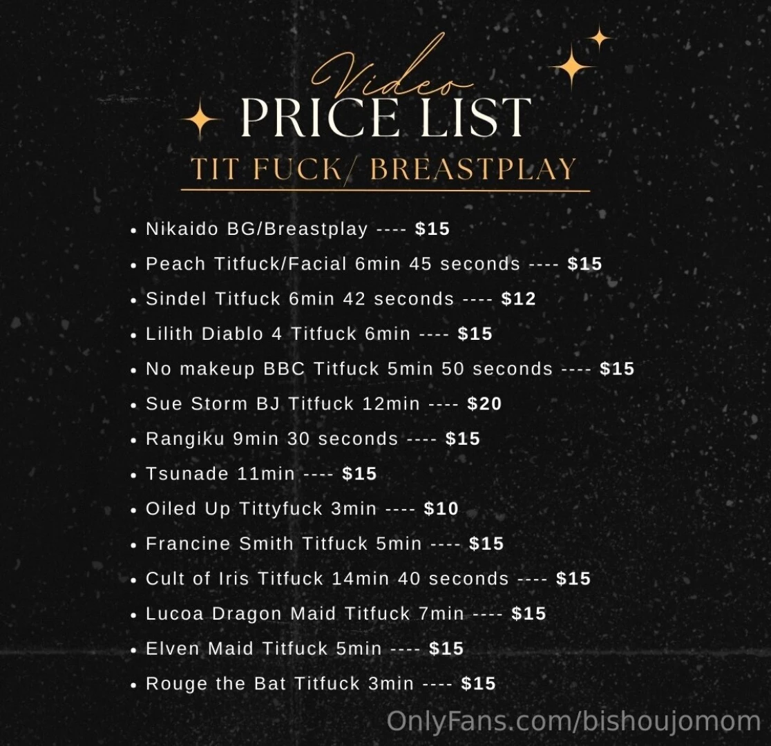 Menu price list for all my past full length videos you can tip here or part 3 