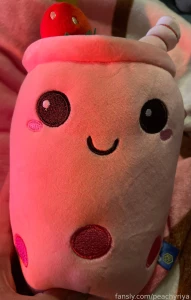 A sweet sub got me a cute mini strawberry boba stuffy off mi wishlist