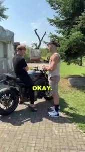 Pickng up hot french on my motocycle