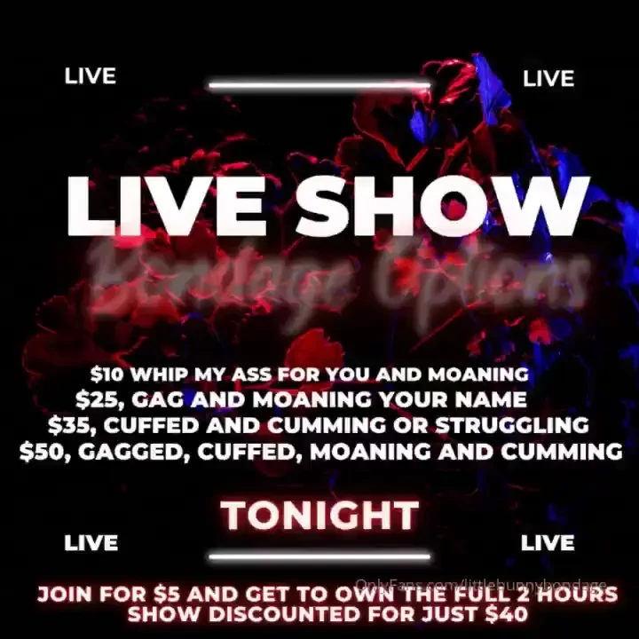 Going live tonight get your live bondage naughtiness fix 6pm est 