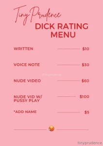 Vip subs get half off all dick ratings and customs tinyprudencevip