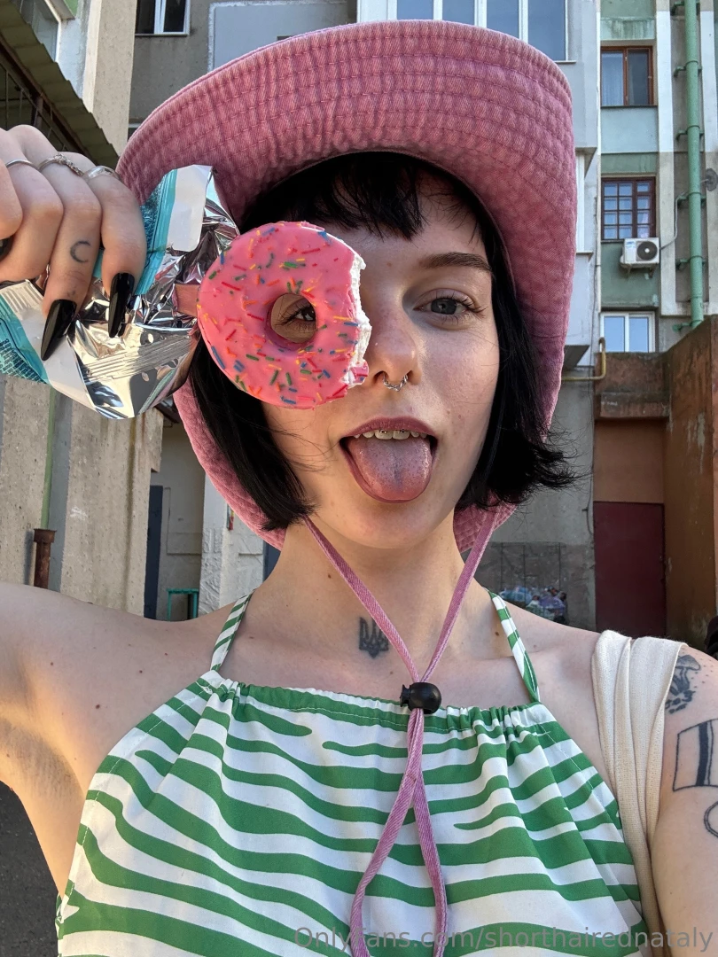 Life is too short to deny yourself donuts and goofing off pink hat 