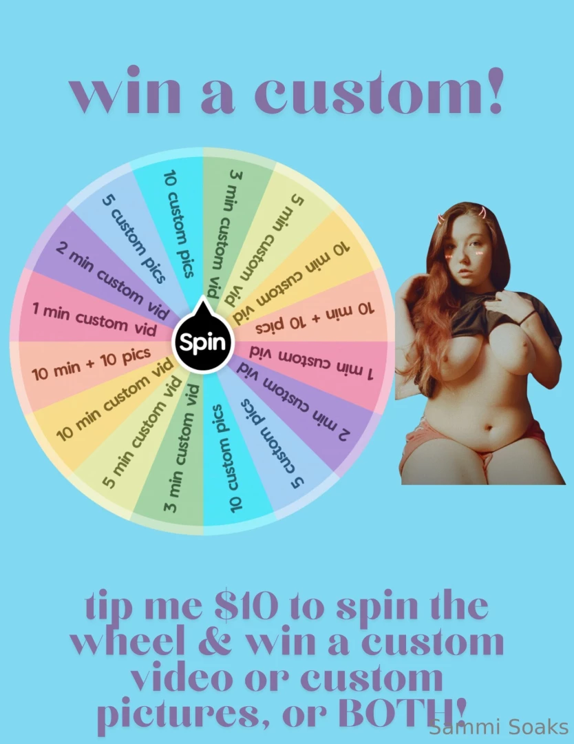 Tip me only 10 to spin the wheel amp win a custom video or custom 