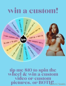 Tip me only 10 to spin the wheel amp win a custom video or custom