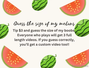 Tip me 3 and guess the size of my boobs to win