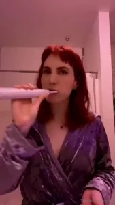 Brushing my teeth topless using the cummiest paste imaginable then