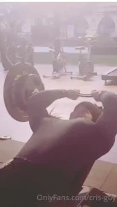Training in the mountain gym triceps biceps and shoulders butt with