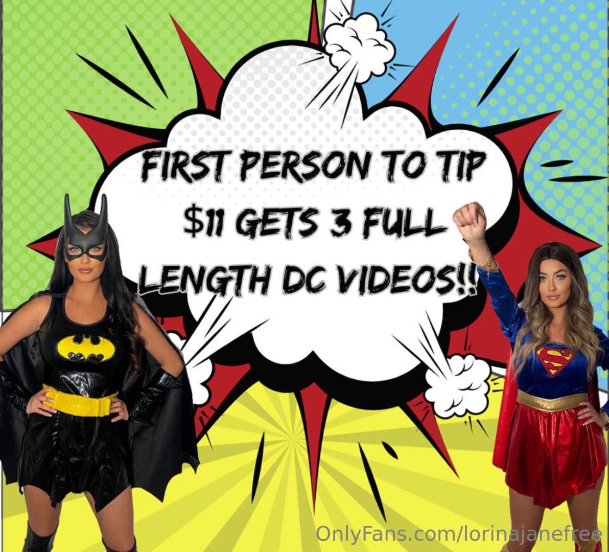 First person to tip 11 gets 3 full length dc universe cosplay videos 
