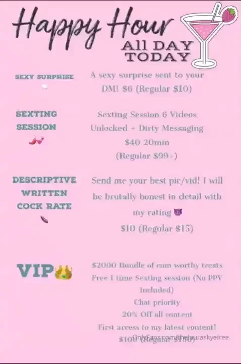 Itsssss happy hour all day cum join me in some fun i m having some 
